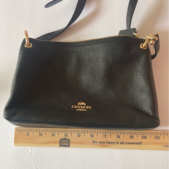 Coach Black Leather crossbody Bag with Gold Accents - Picture 11 of 13